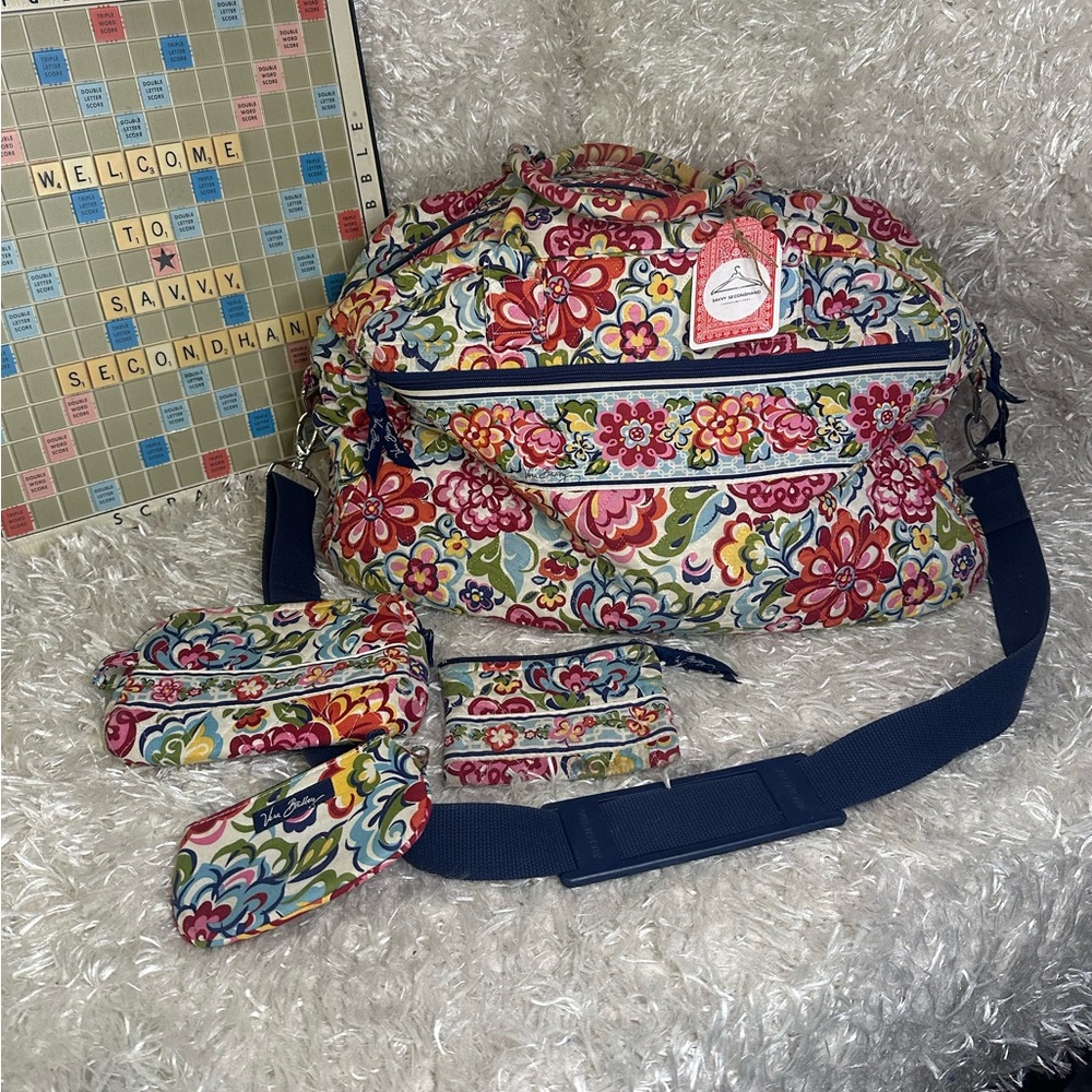 Vera Bradley Travel Large Duffel/Matching Accessories Retired HOPE GARDEN '09